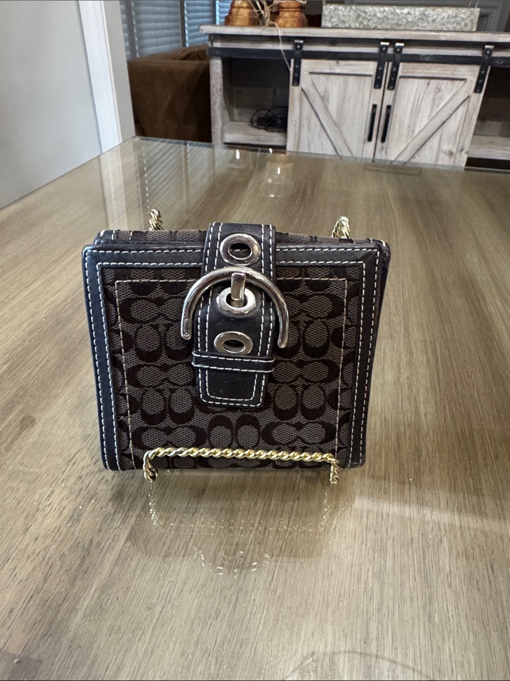 Coach Soho Buckle Wallet Y2K Jacquard Bifold  Signature C Monogram, Vintage